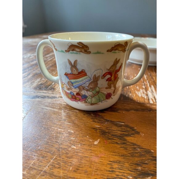 Royal Doulton Bunnykins Baby Plate & Mug Set Vintage Bone China England Bunny Sc - Picture 6 of 9